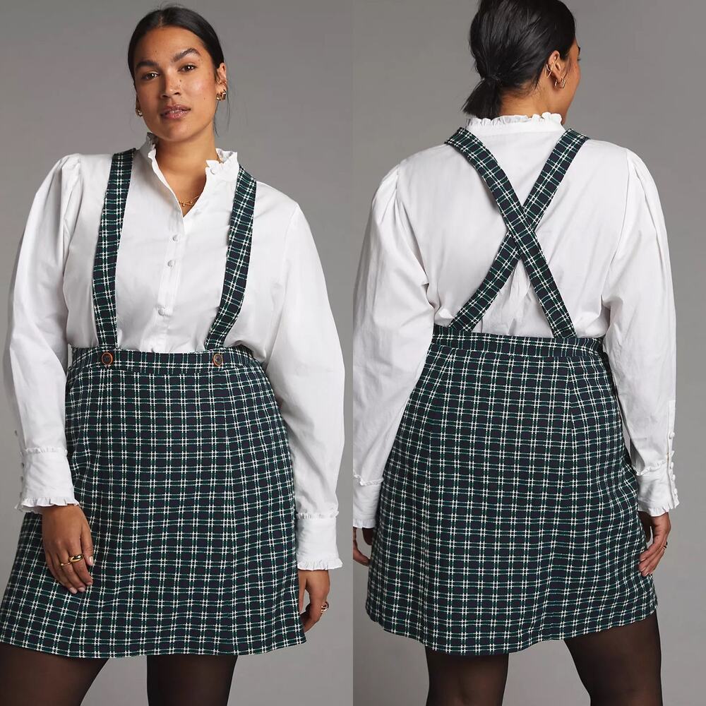 Maeve Green Plaid Mini Skirt